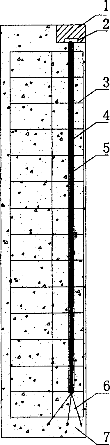 Post stress method stake body prestressed antislid stake and construction method