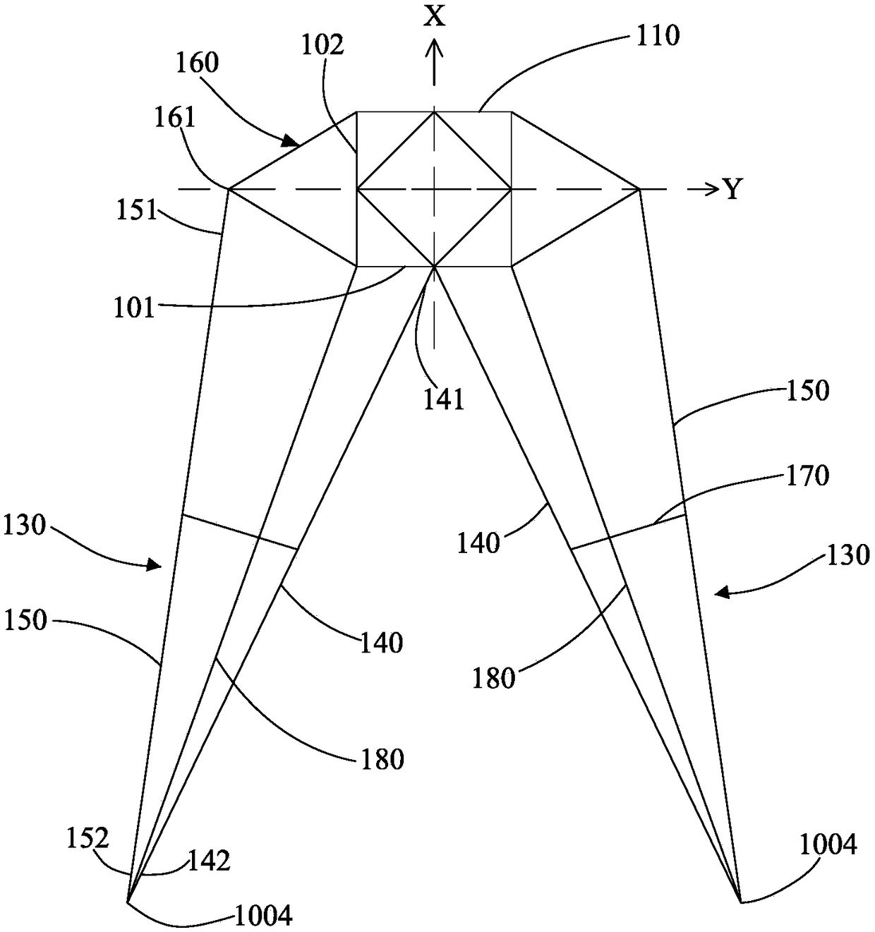 Double-apex cross arm and power transmission tower