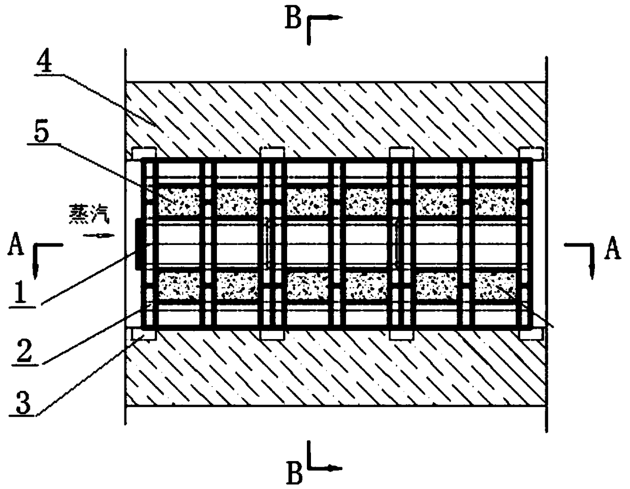 Steam distribution structure for active carbon production