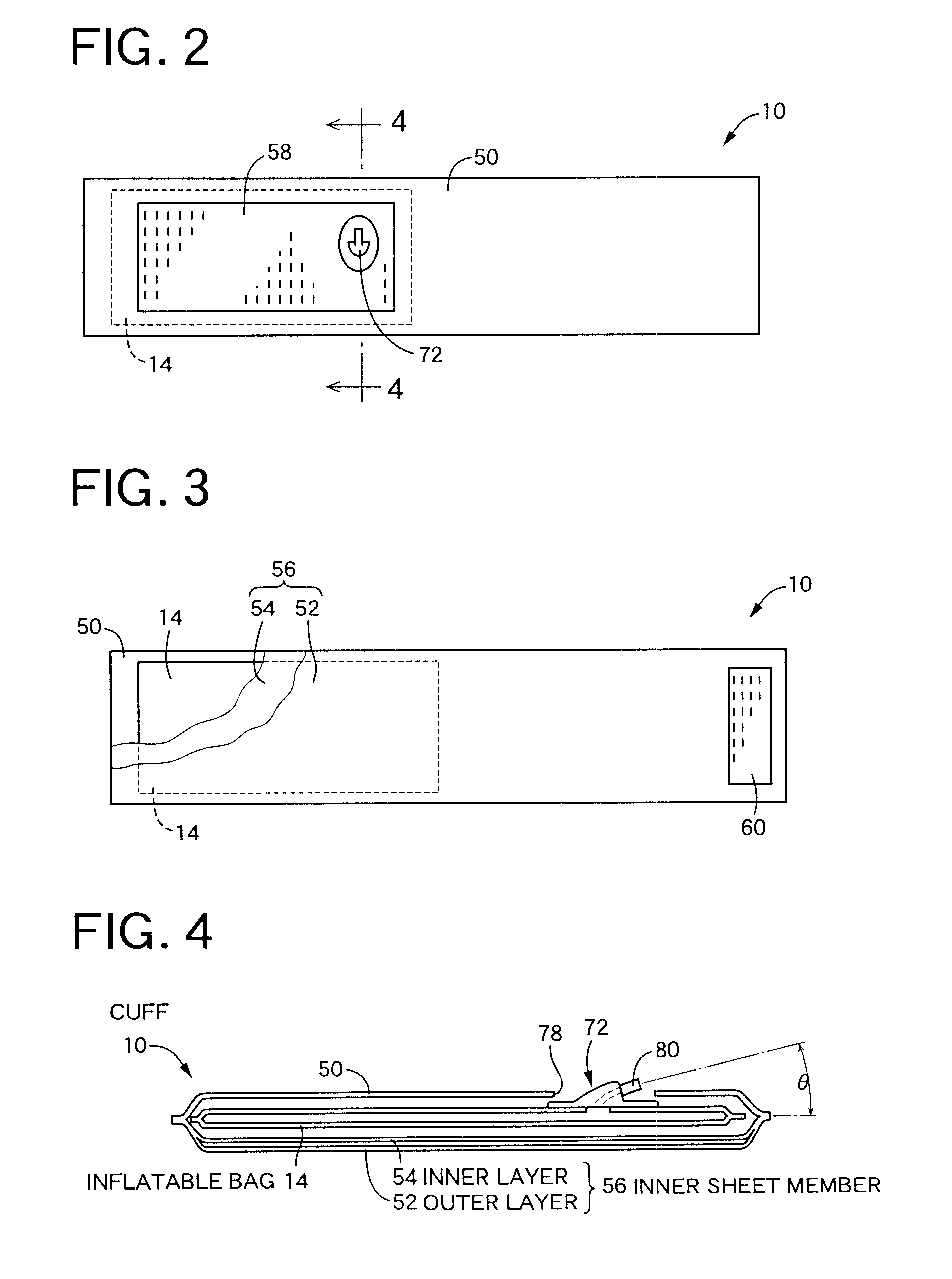 Inflatable cuff used for blood pressure measurement