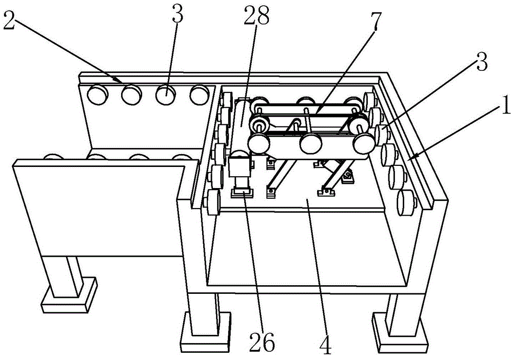 Transferring and conveying device for aluminum plate production line