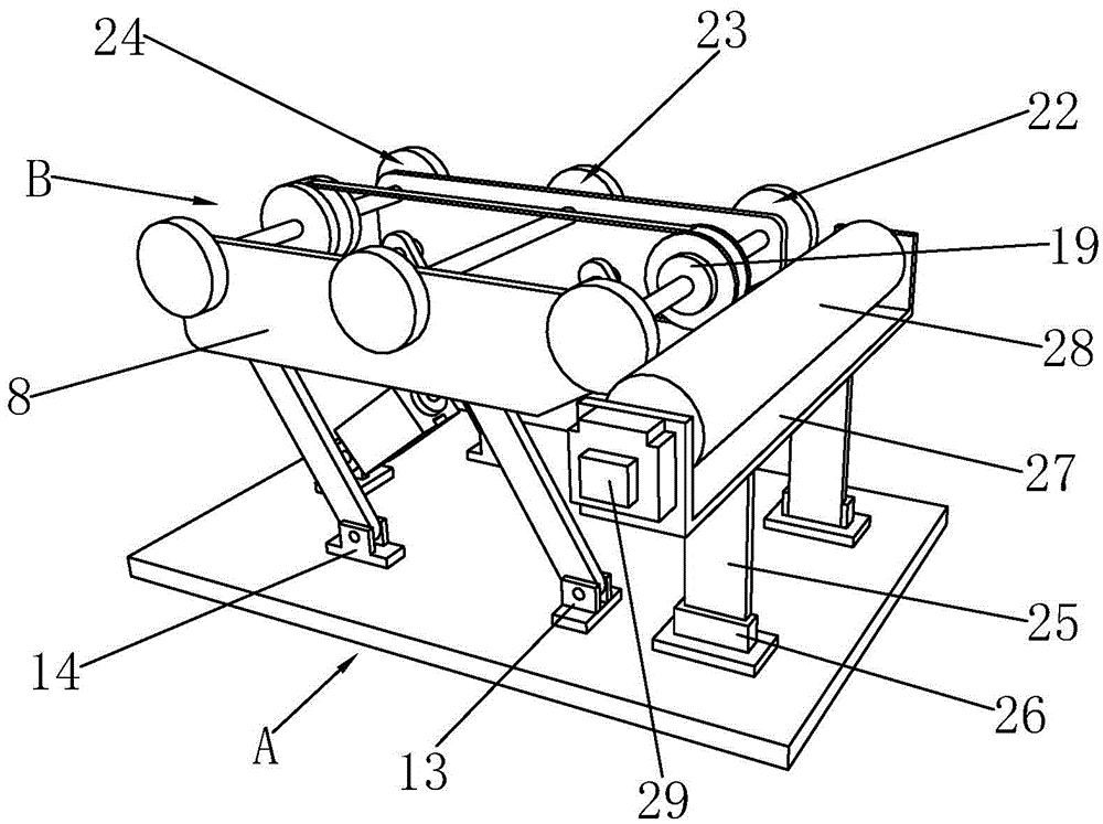 Transferring and conveying device for aluminum plate production line