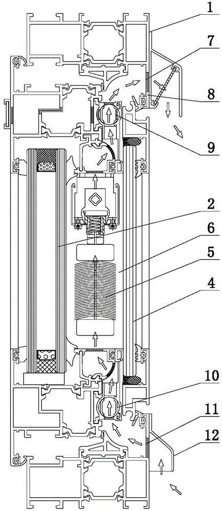 A ventilated glass heat-insulating window