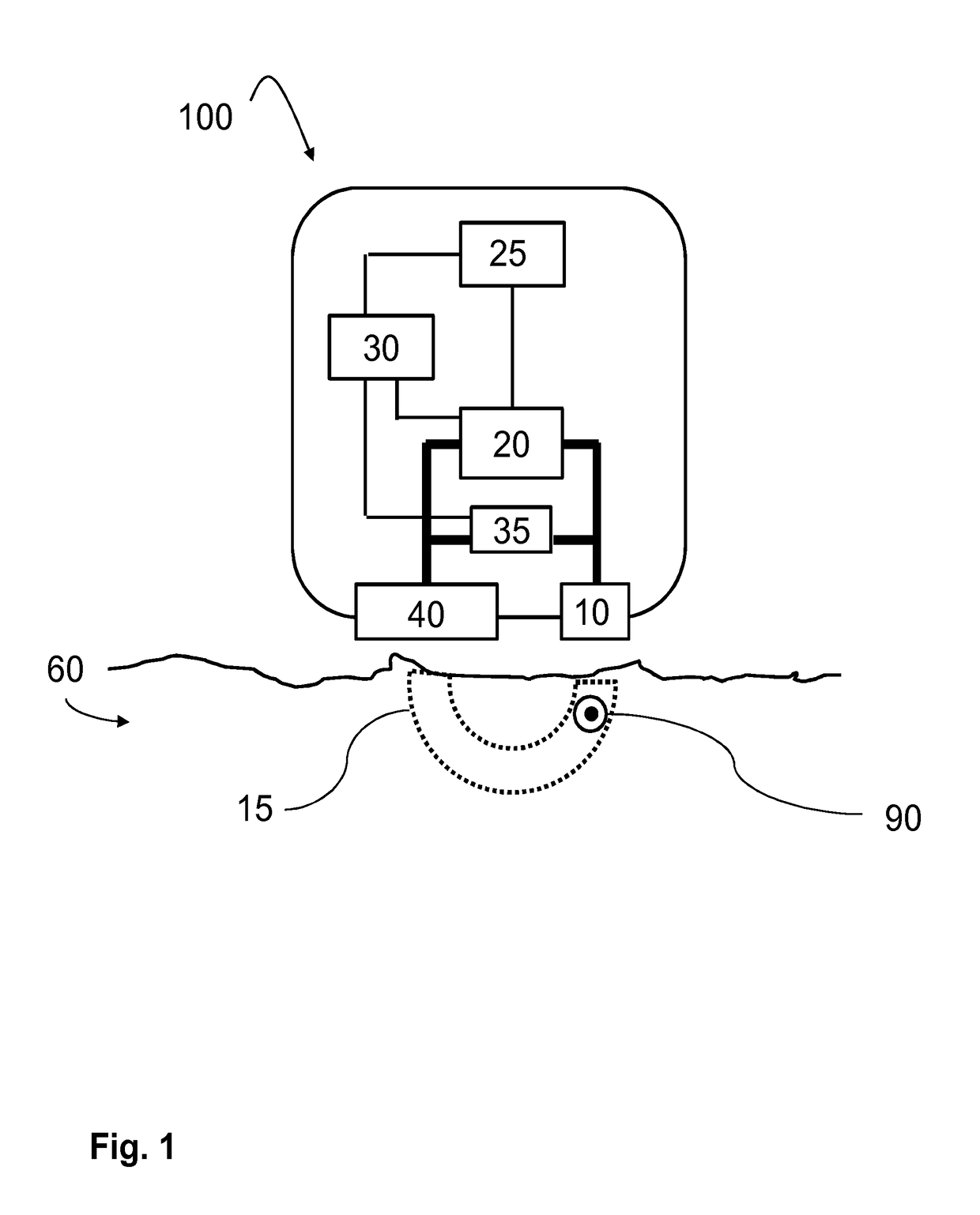 Non-invasive skin treatment device using r.f. electrical current with a treatment settings determiner