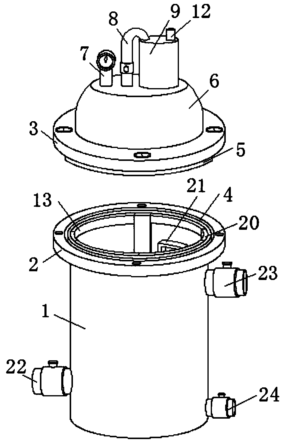 Raw material filtering device for aluminum-nickel-cobalt battery