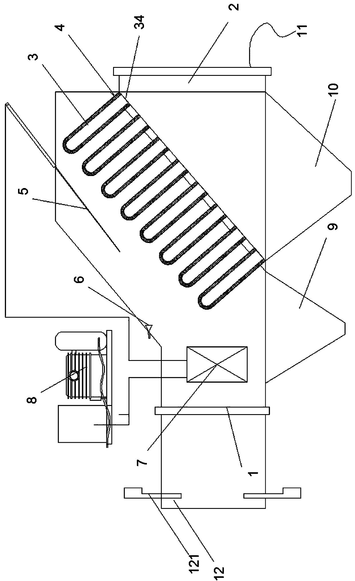 Novel denitration and dust removal device for cement kilns