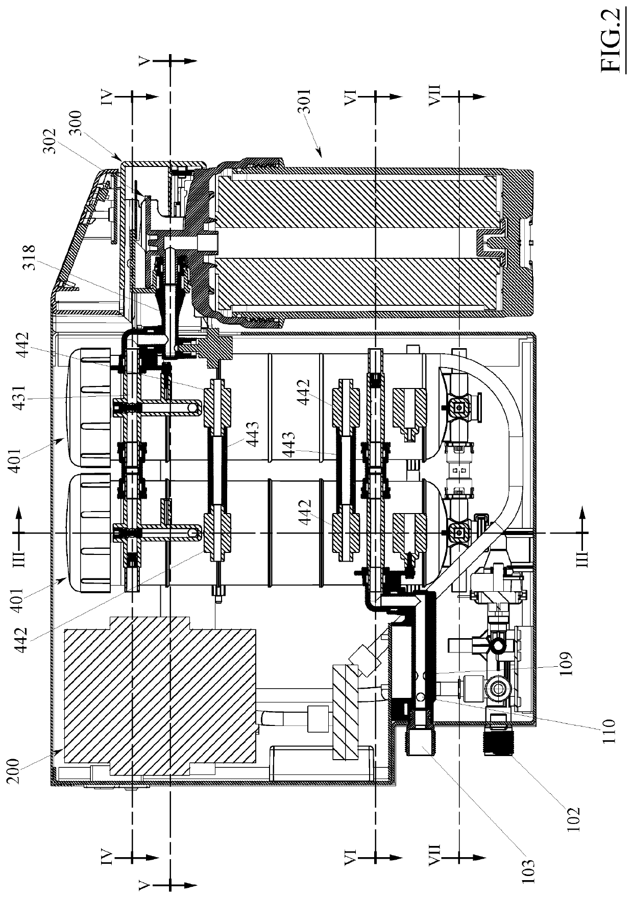 Closing system for a container of a filtering device