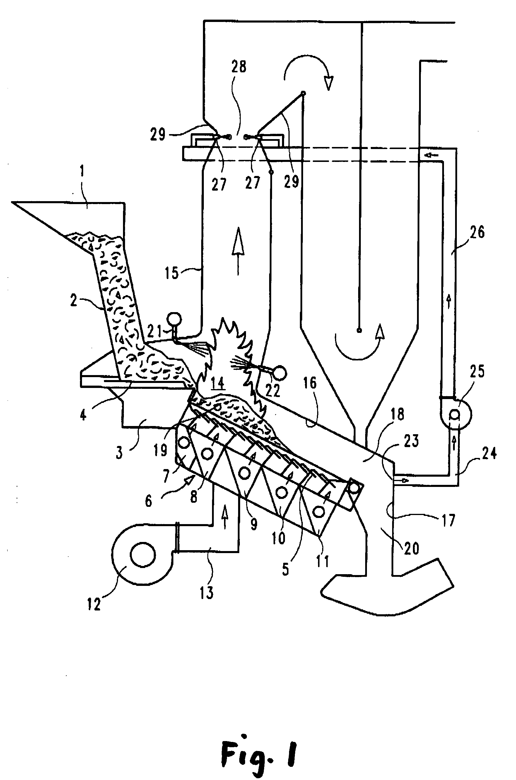 Method for supplying combustion gas in incineration systems