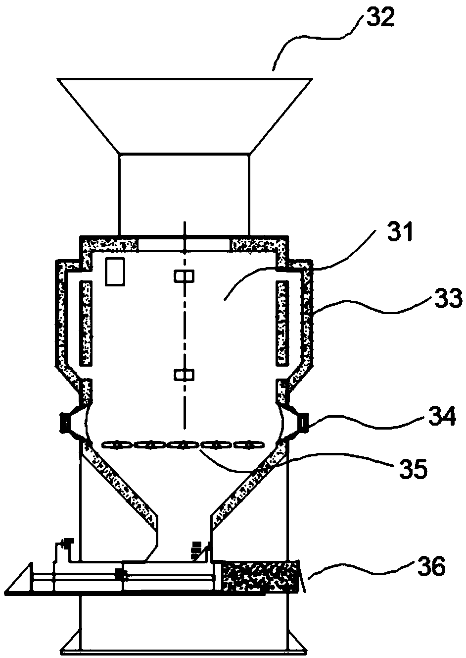 Slag discharge device for pyrolysis and gasification furnace of household waste