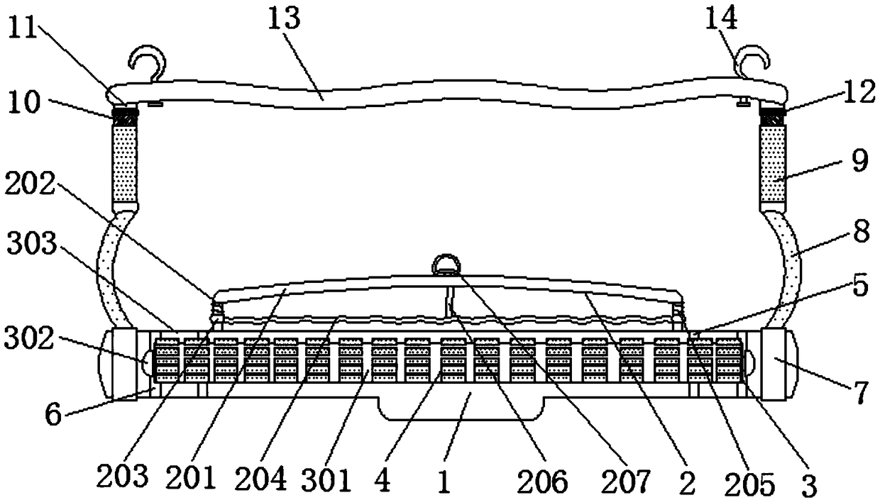 Quilt airing device with automatic slow edge turnover effect and dust flapping function