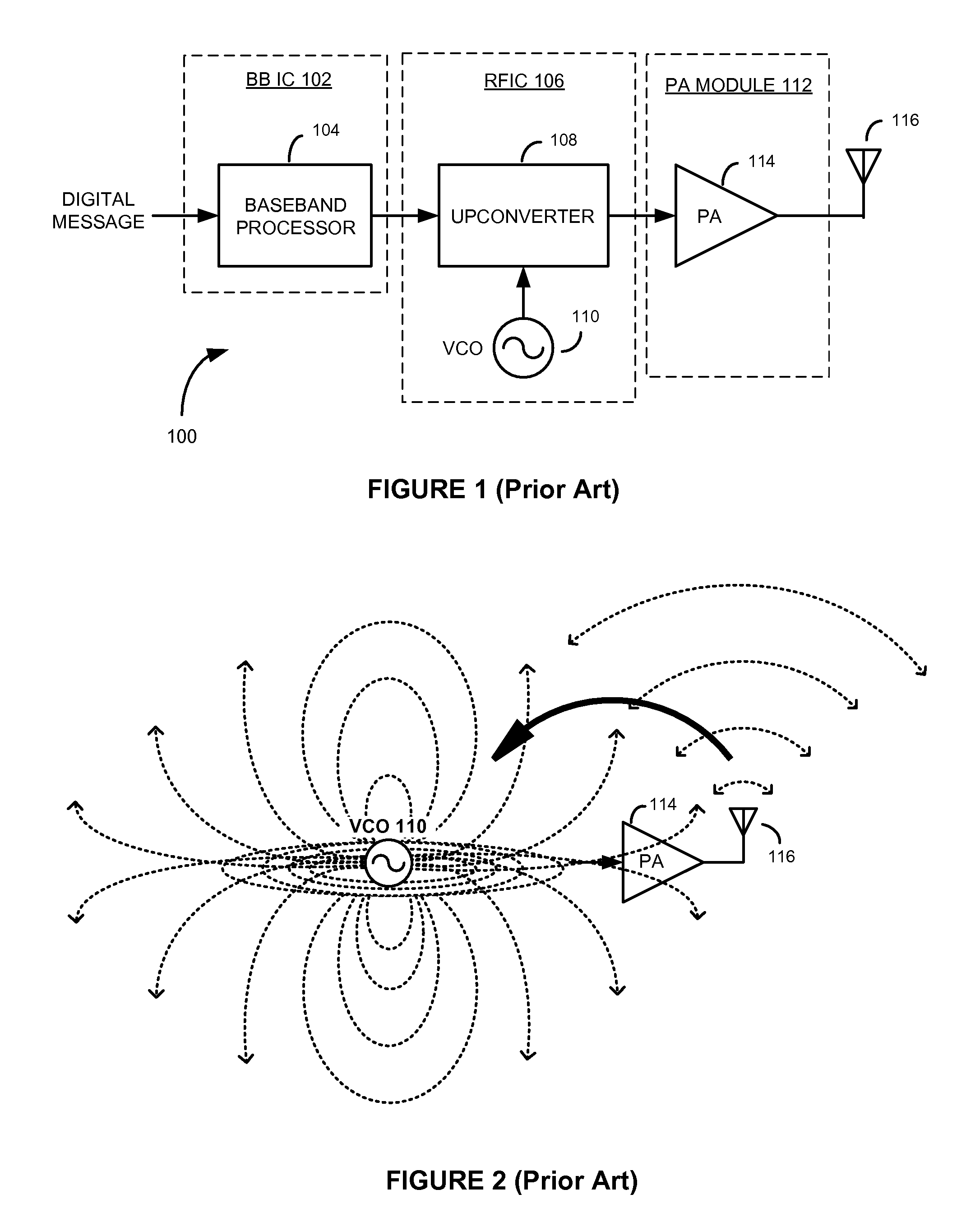 Methods and apparatus for reducing radiated field feedback in radio frequency transmitters