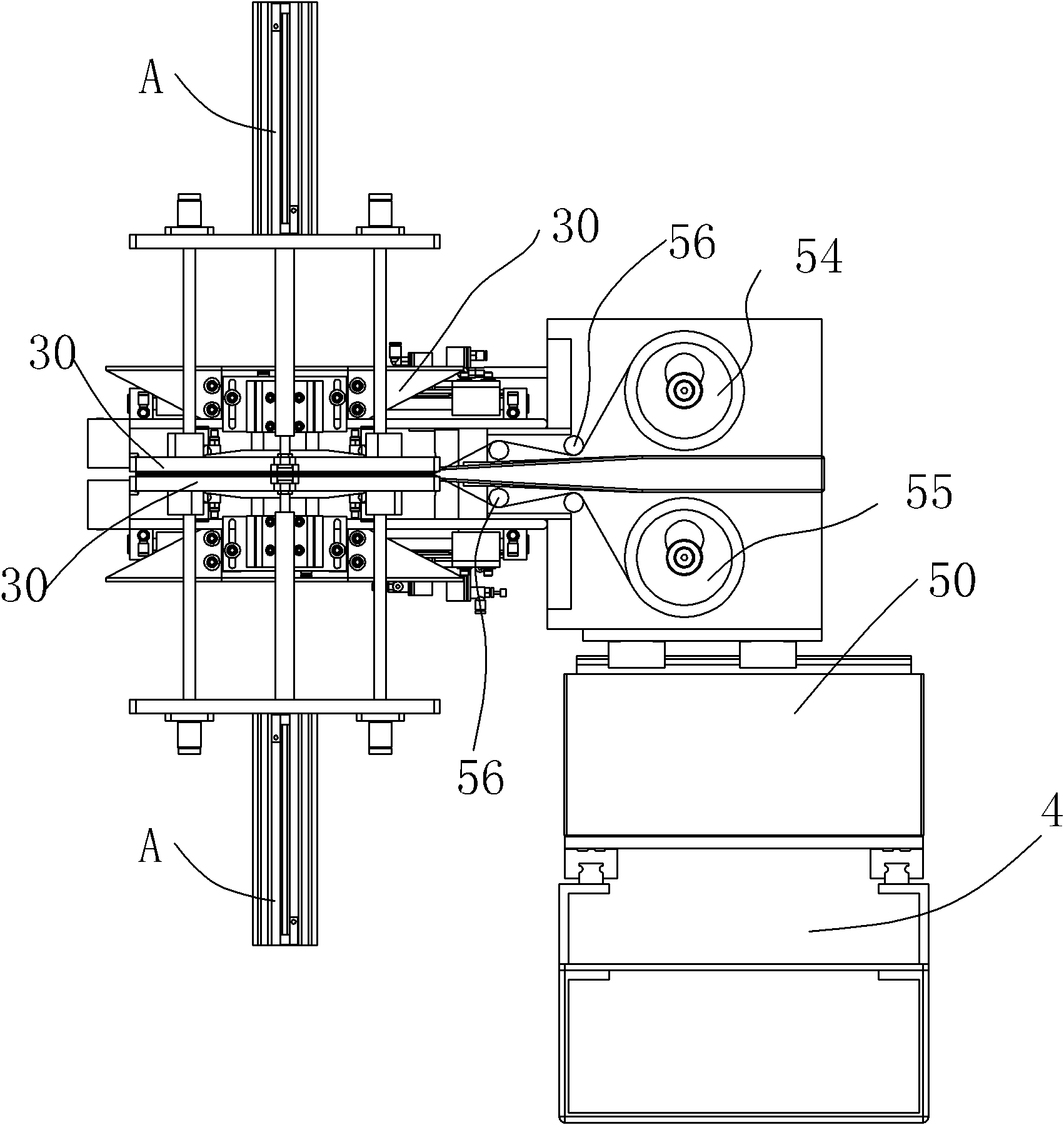 Automatic tape splicing machine for lithium battery pole piece