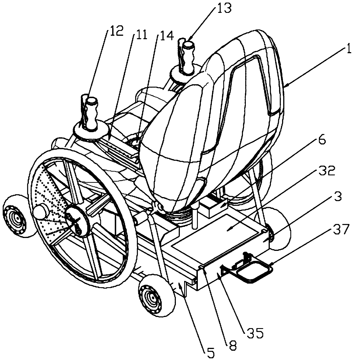 Multifunctional wheelchair with feces and urine collecting and treating system