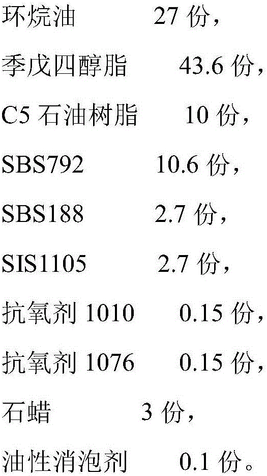 Structural adhesive used for compositing sanitary napkin PE membrane and non-woven fabrics and preparation method thereof