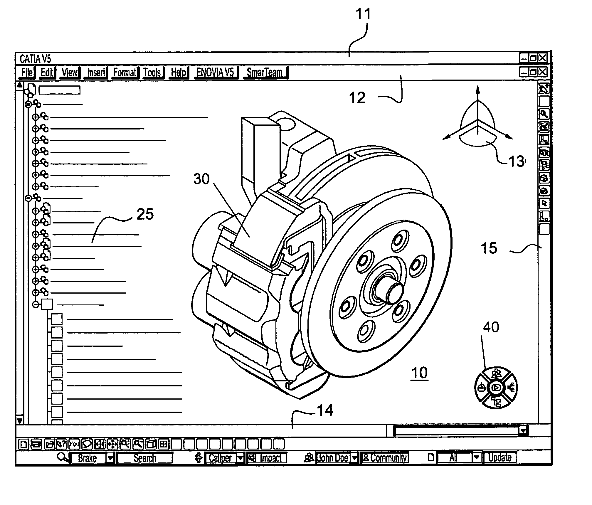 Process for selecting objects in a PLM database and apparatus implementing this process