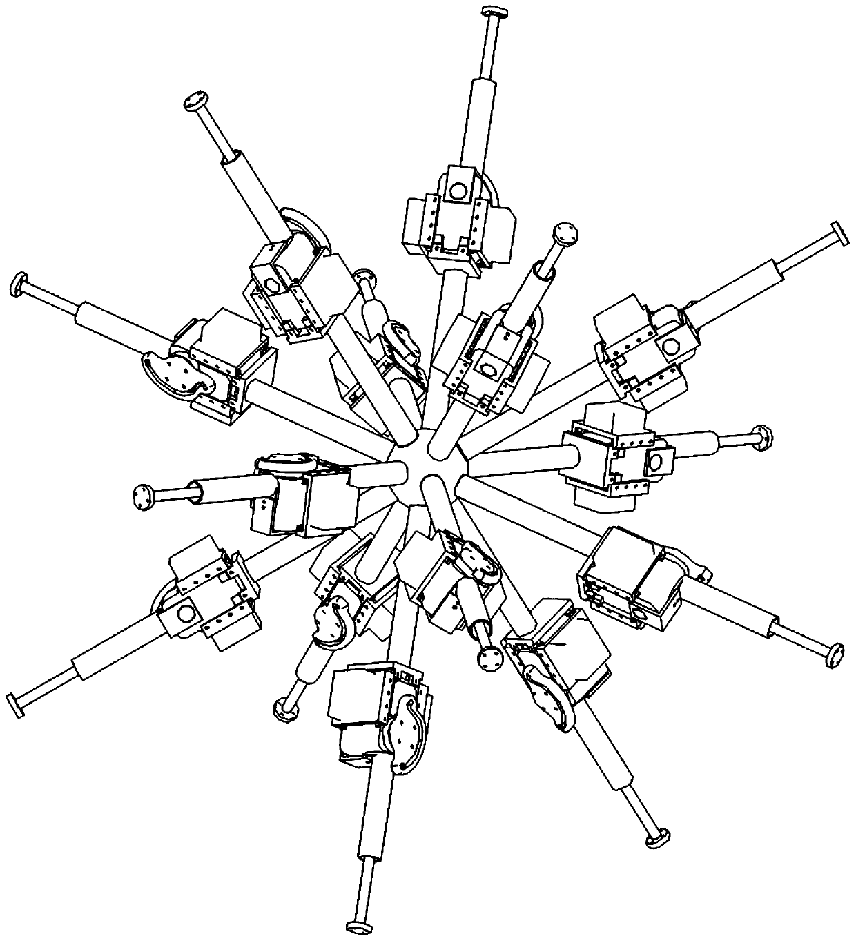 Continuous rotation driven linear ejection mechanism and its polyhedral robot and motion method