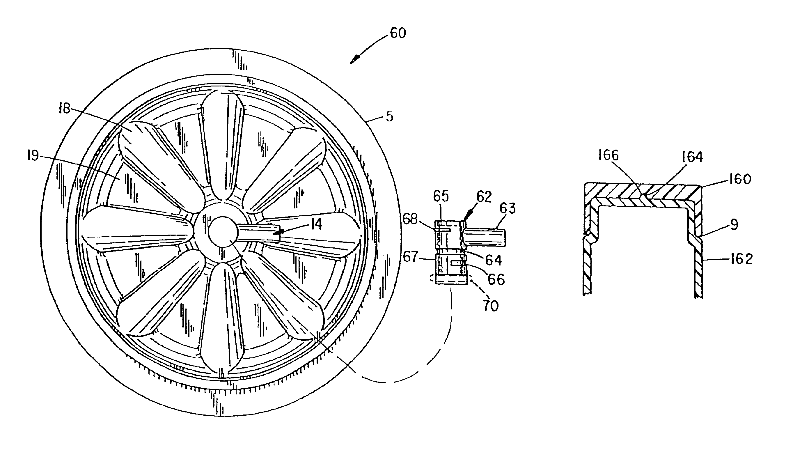 Blow molded wheel with axle retainer