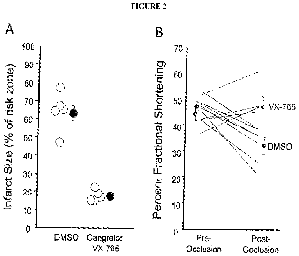 Combined administration of cysteine-aspartic protease inhibitors with p2y12 receptor antagonists protects the heart against myocardial infarction