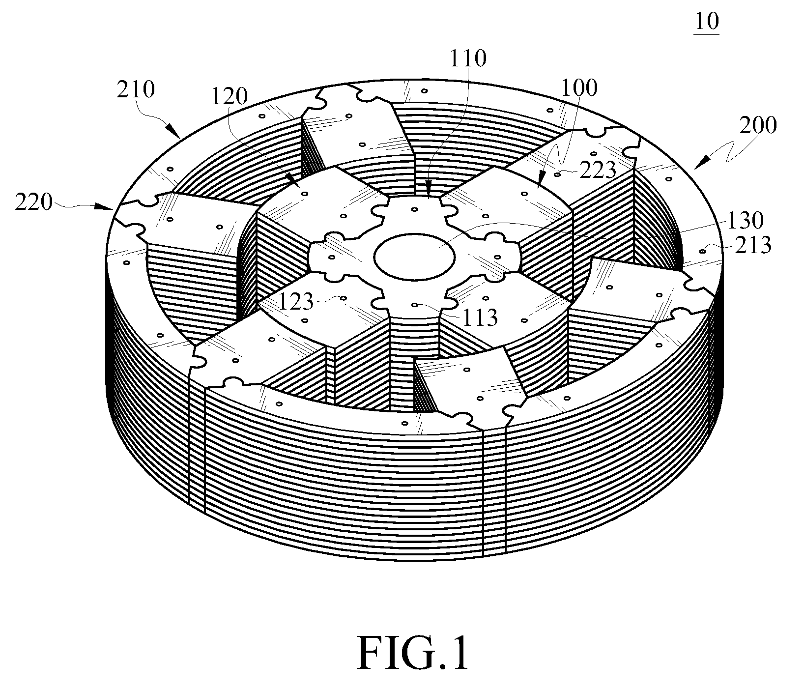 Segmented magneto-conductive structure applied in rotating machines