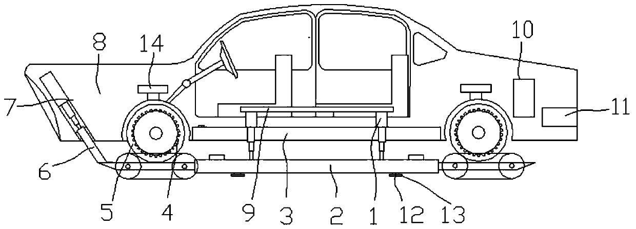 An amphibious vehicle with tire lifting function