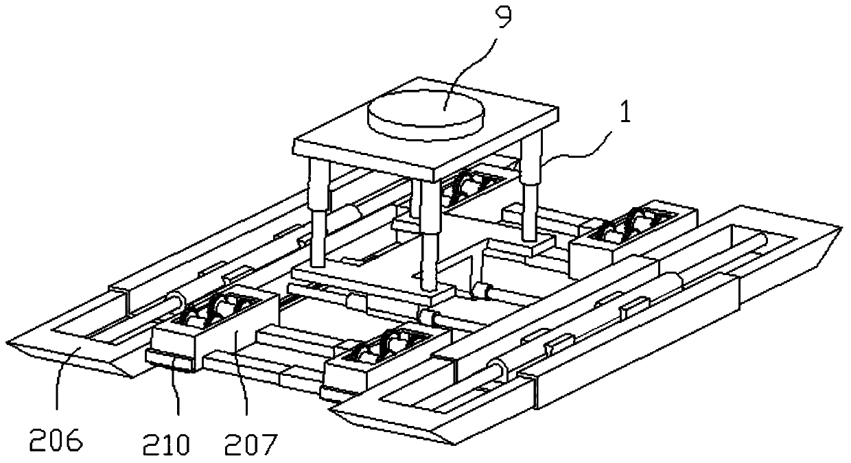 An amphibious vehicle with tire lifting function