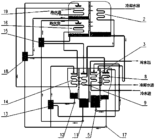 Hot water type lithium bromide absorption-type cooling water unit with single-effect generating solution parallel connection