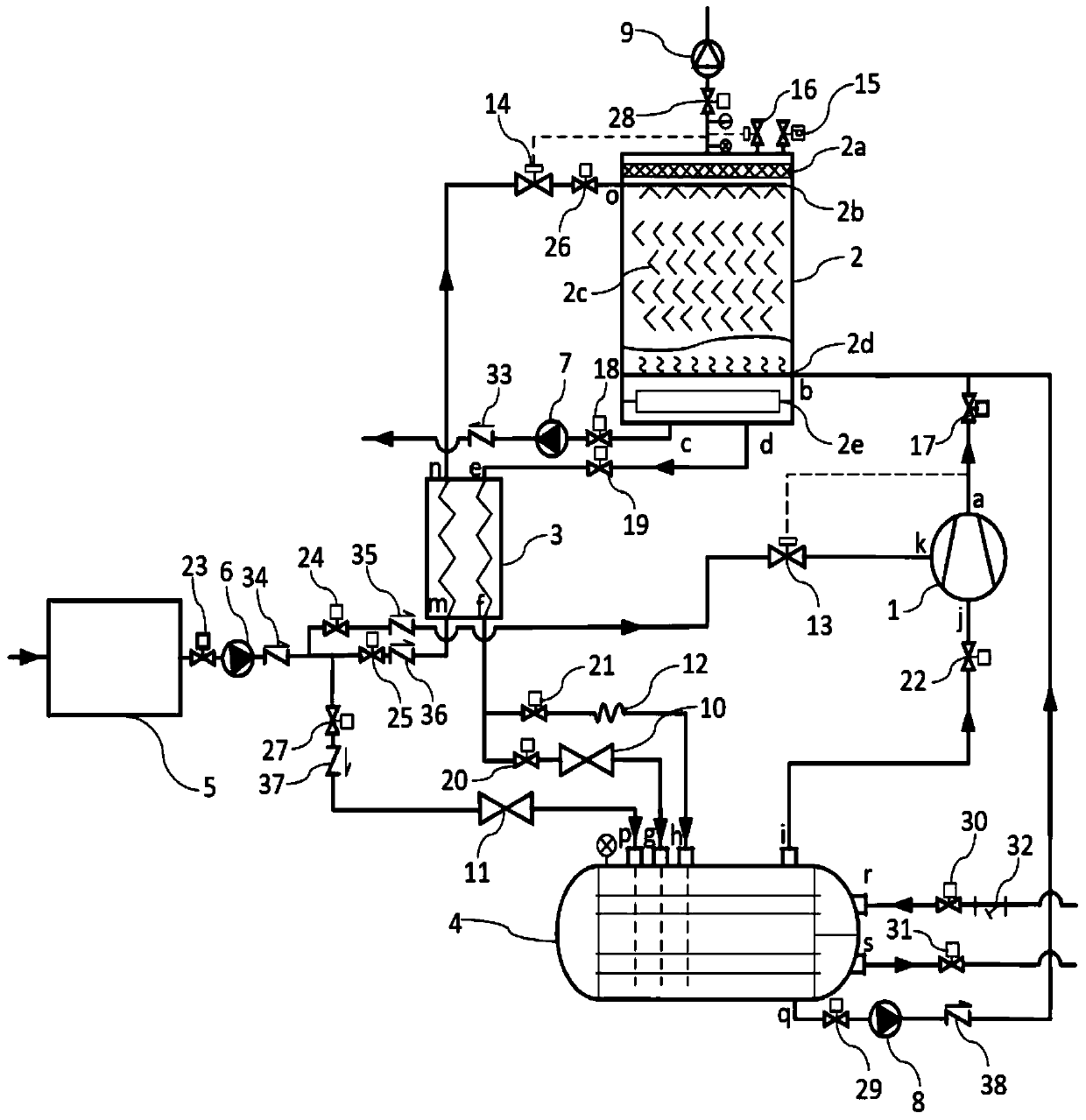 Semi-open high-temperature heat pump system and working method thereof