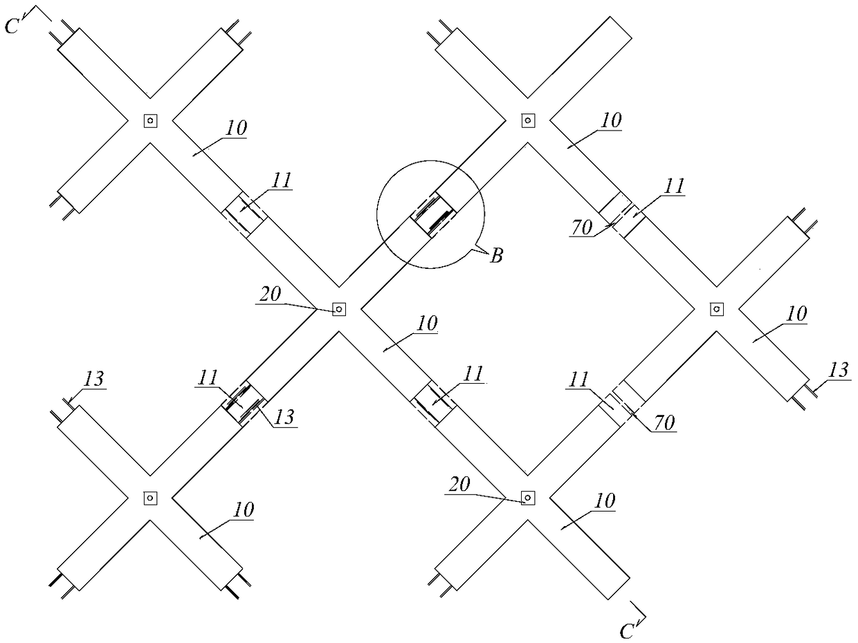 Split mounting type anchor frame beam structure and construction method thereof