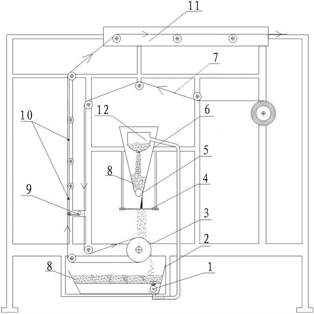 Bead planting method of glass beads of reflective materials