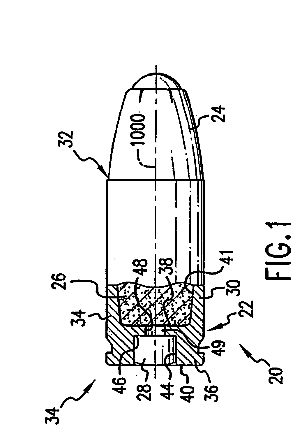 Bullet with spherical nose portion