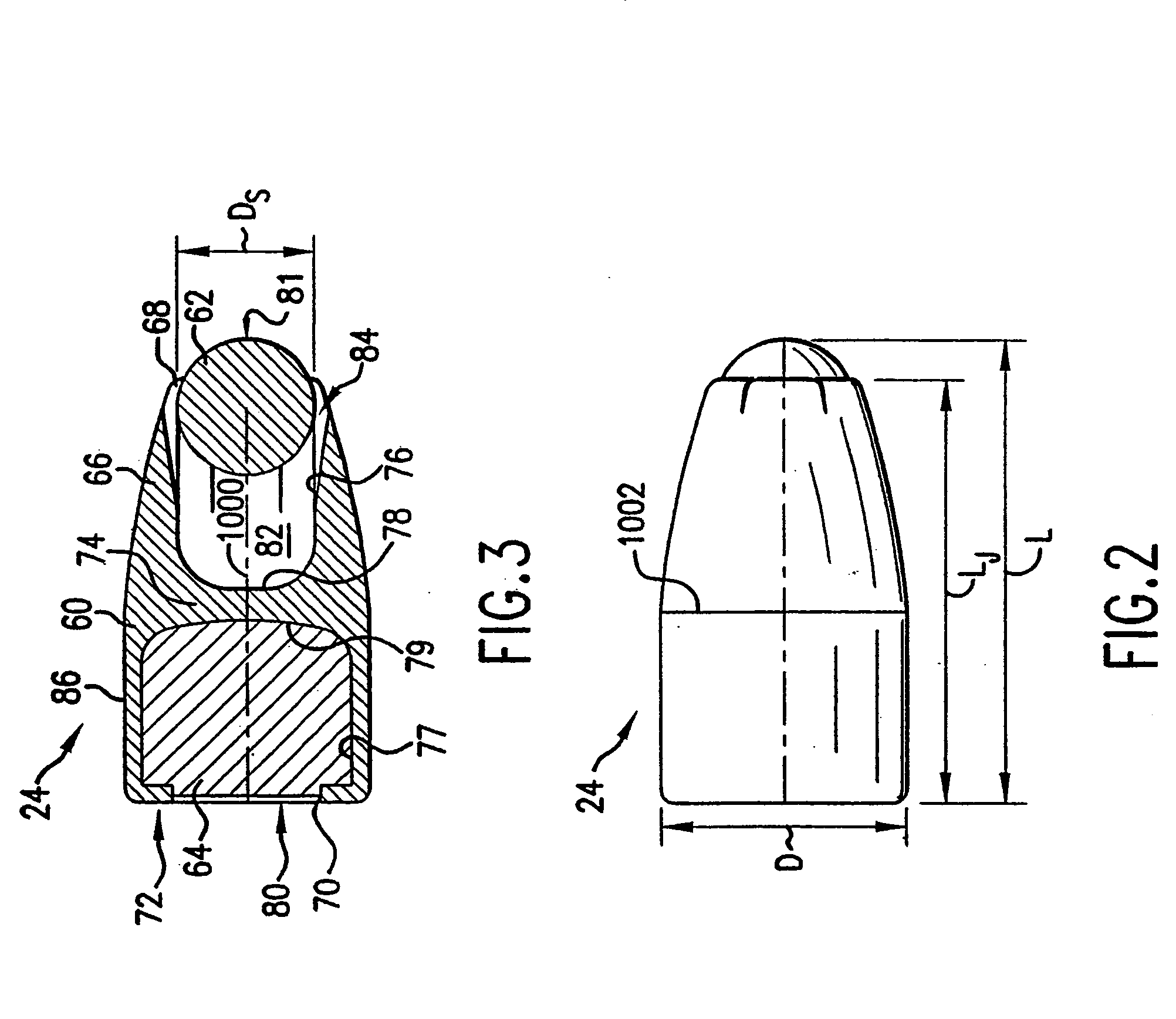 Bullet with spherical nose portion