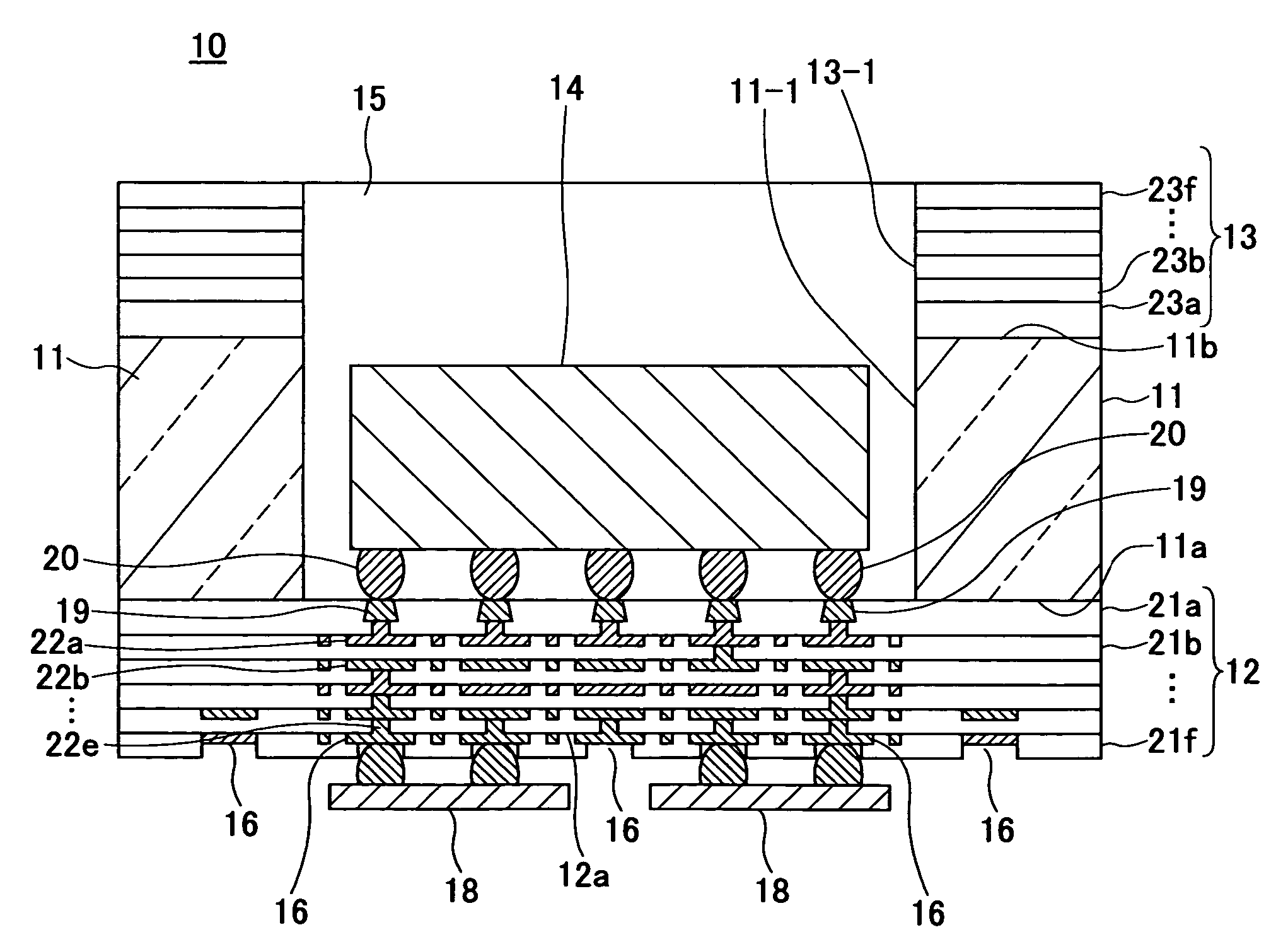 Semiconductor device having multilayer printed wiring board and manufacturing method of the same