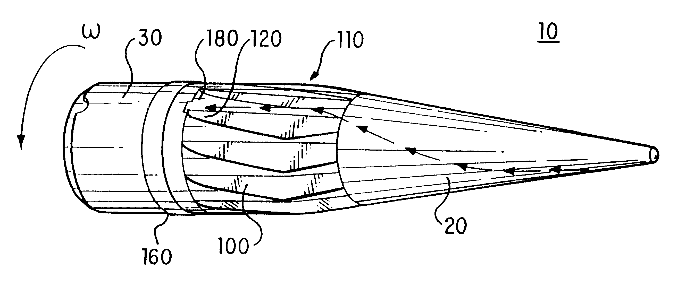 Ranged limited projectile using augmented roll damping