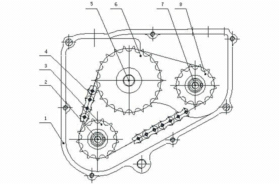 Chain transmission speed changing box mechanism