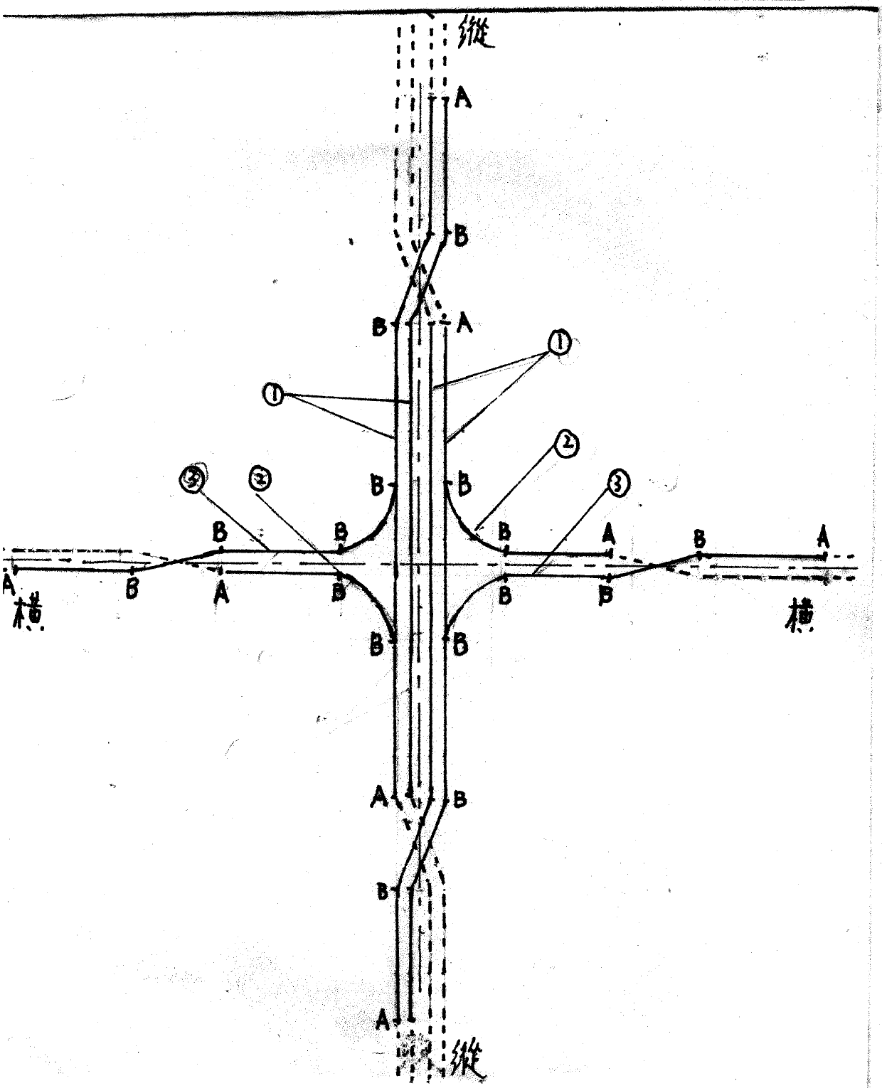 Satellite-type hyperbolic full-reverse unblocked overpass