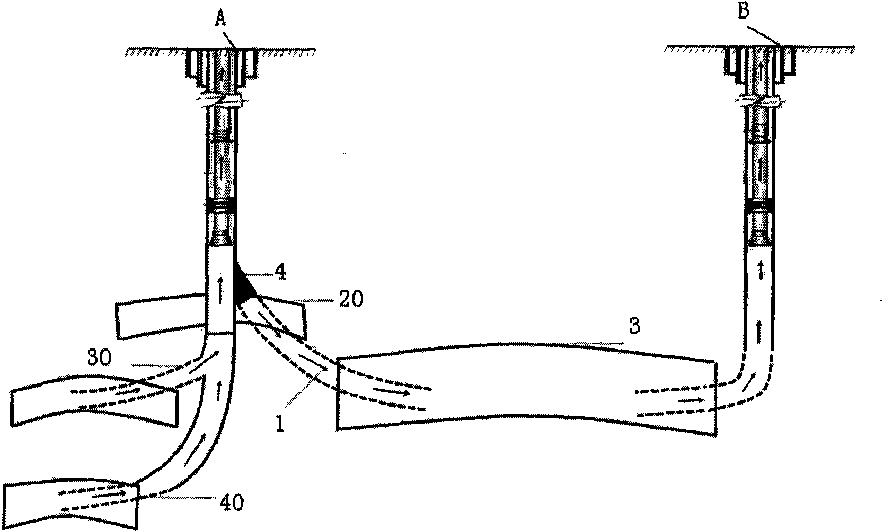 Method for oil extraction in multi-bottom and multi-branch well by artesian injection