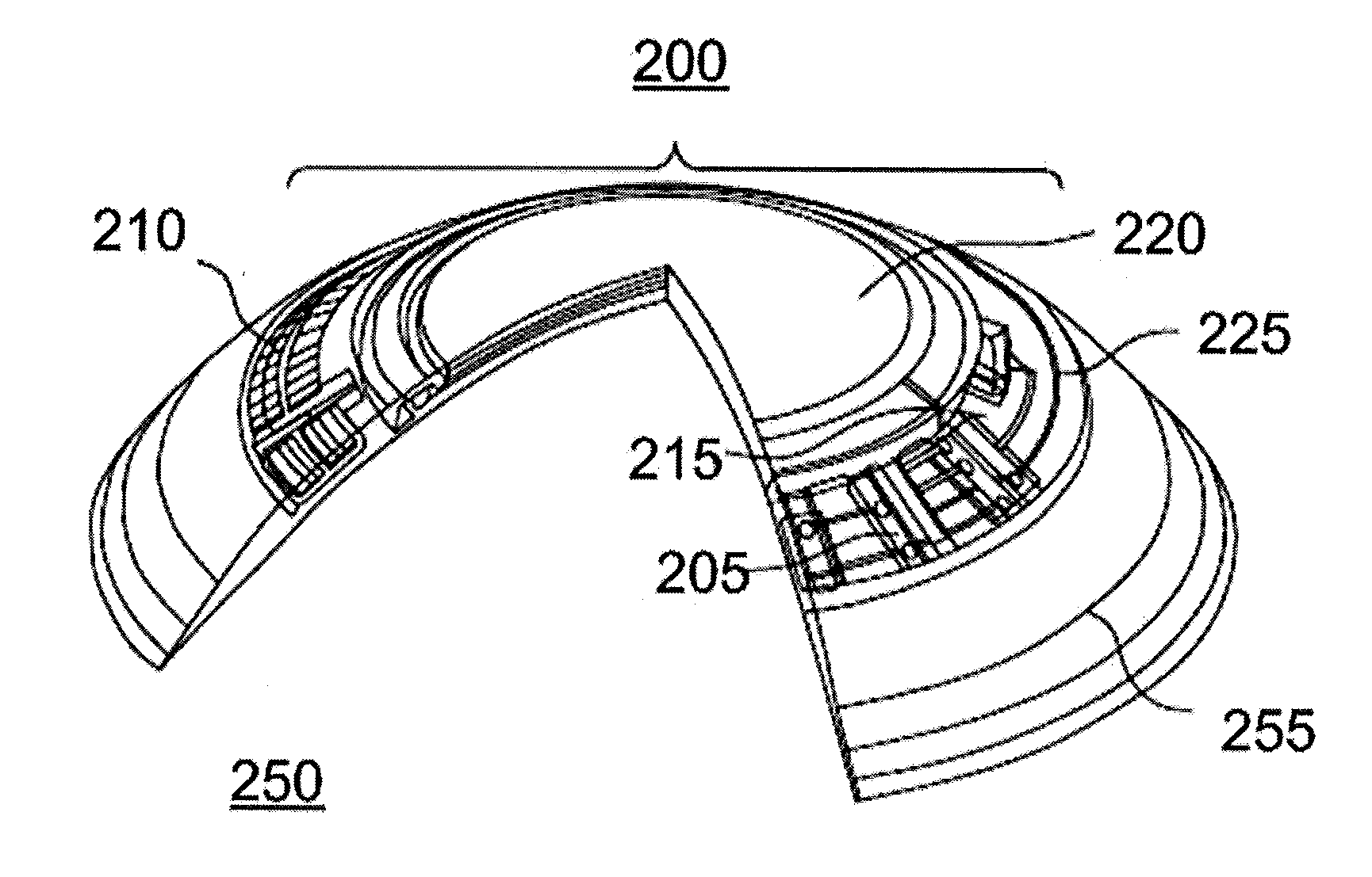 Variable optic ophthalmic device including shaped liquid crystal elements and polarizing elements