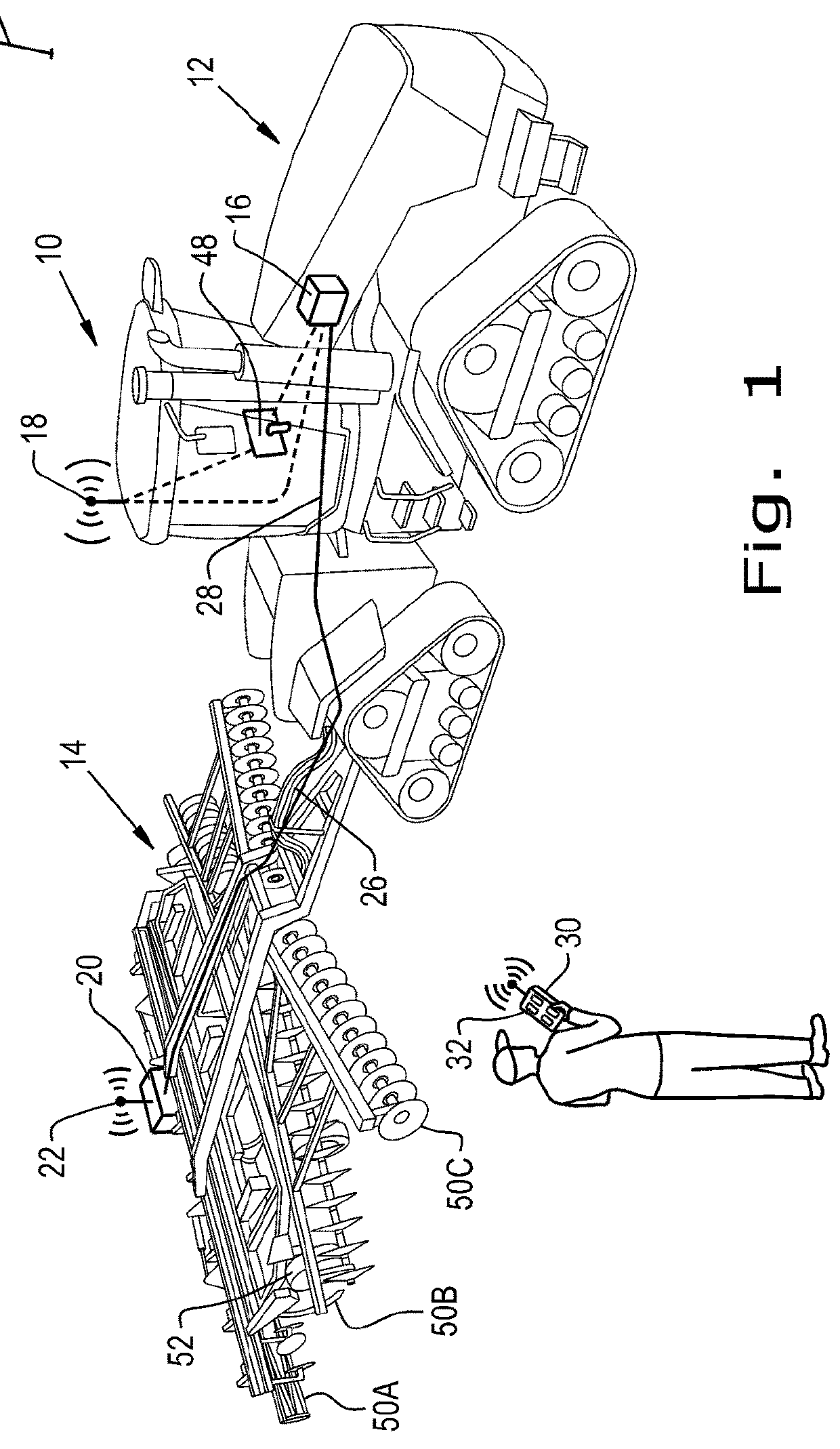 Method of adjusting tillage equipment remotely from outside a tractor cab