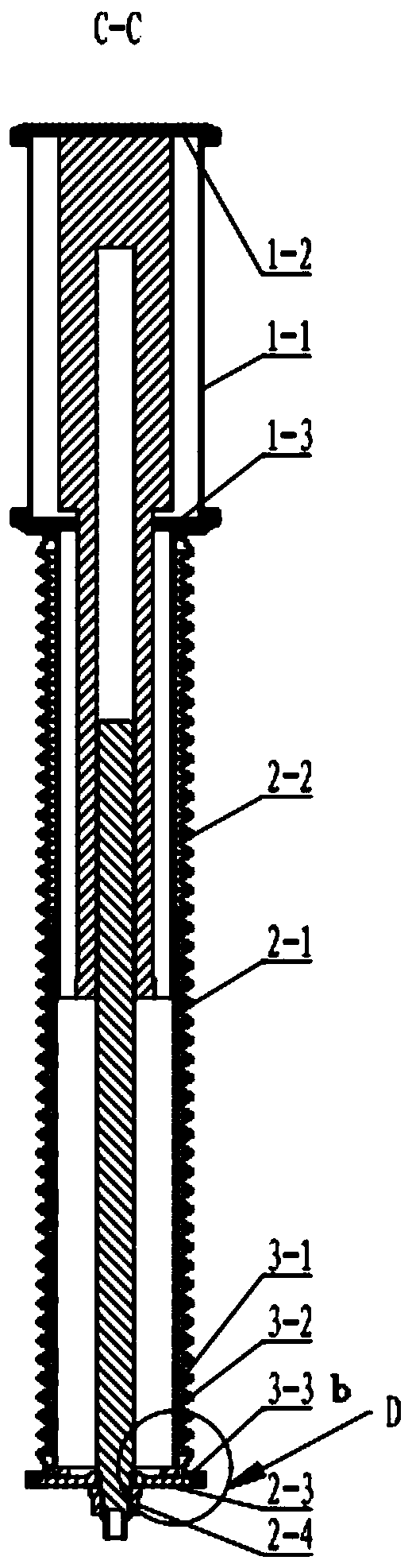 Underwater sealing structure of electric push-pull rod