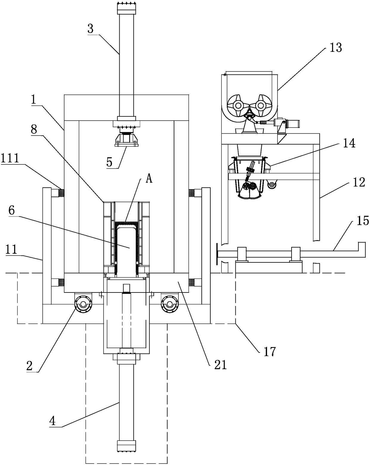 Carbon crucible vibration forming machine