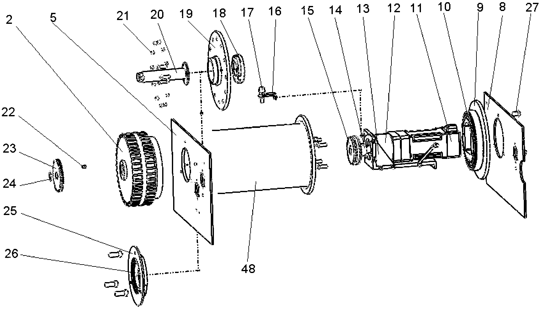 Rope coring and arranging winch with heavy hook falling freely