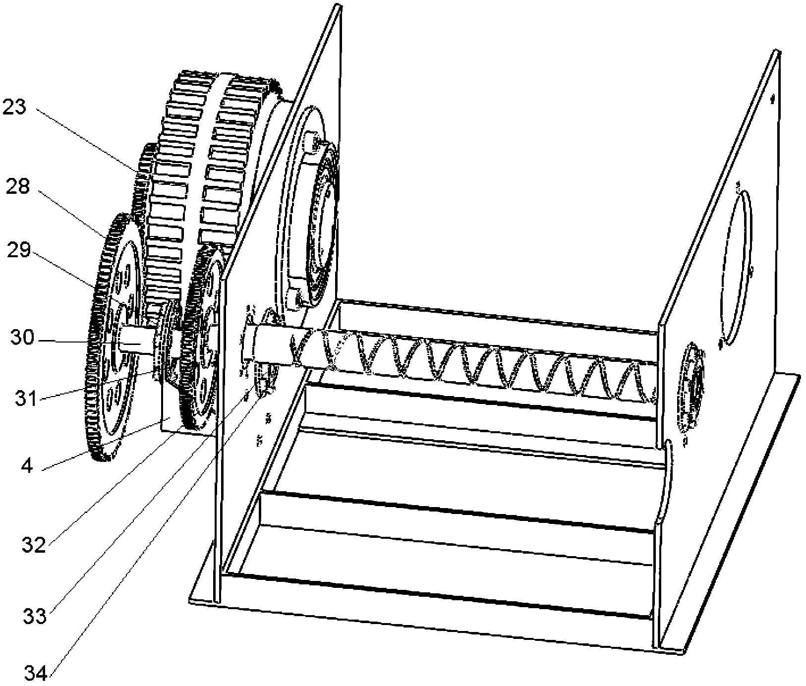 Rope coring and arranging winch with heavy hook falling freely