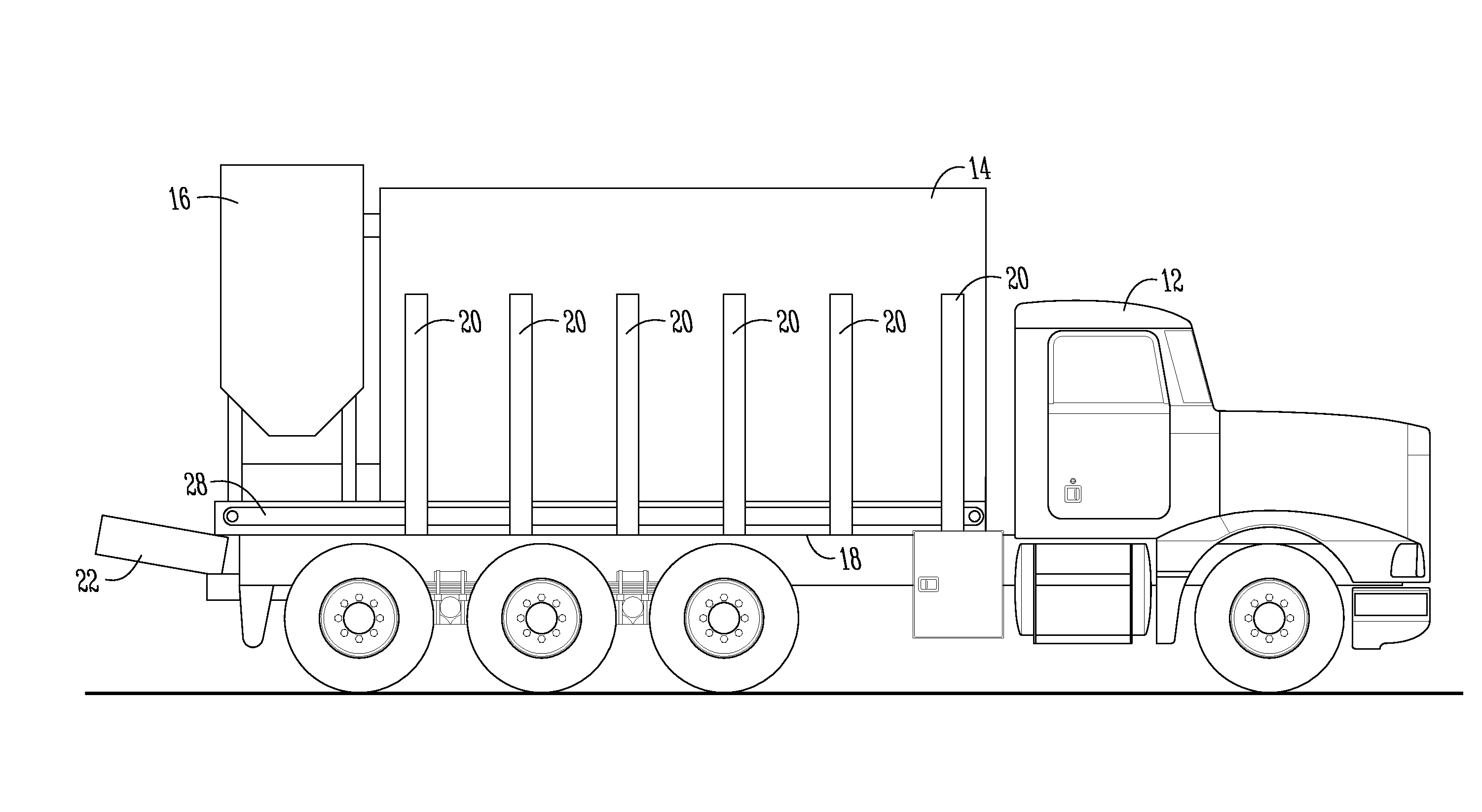 Volumetric mixer with water tank and oil tank inside aggregate bin