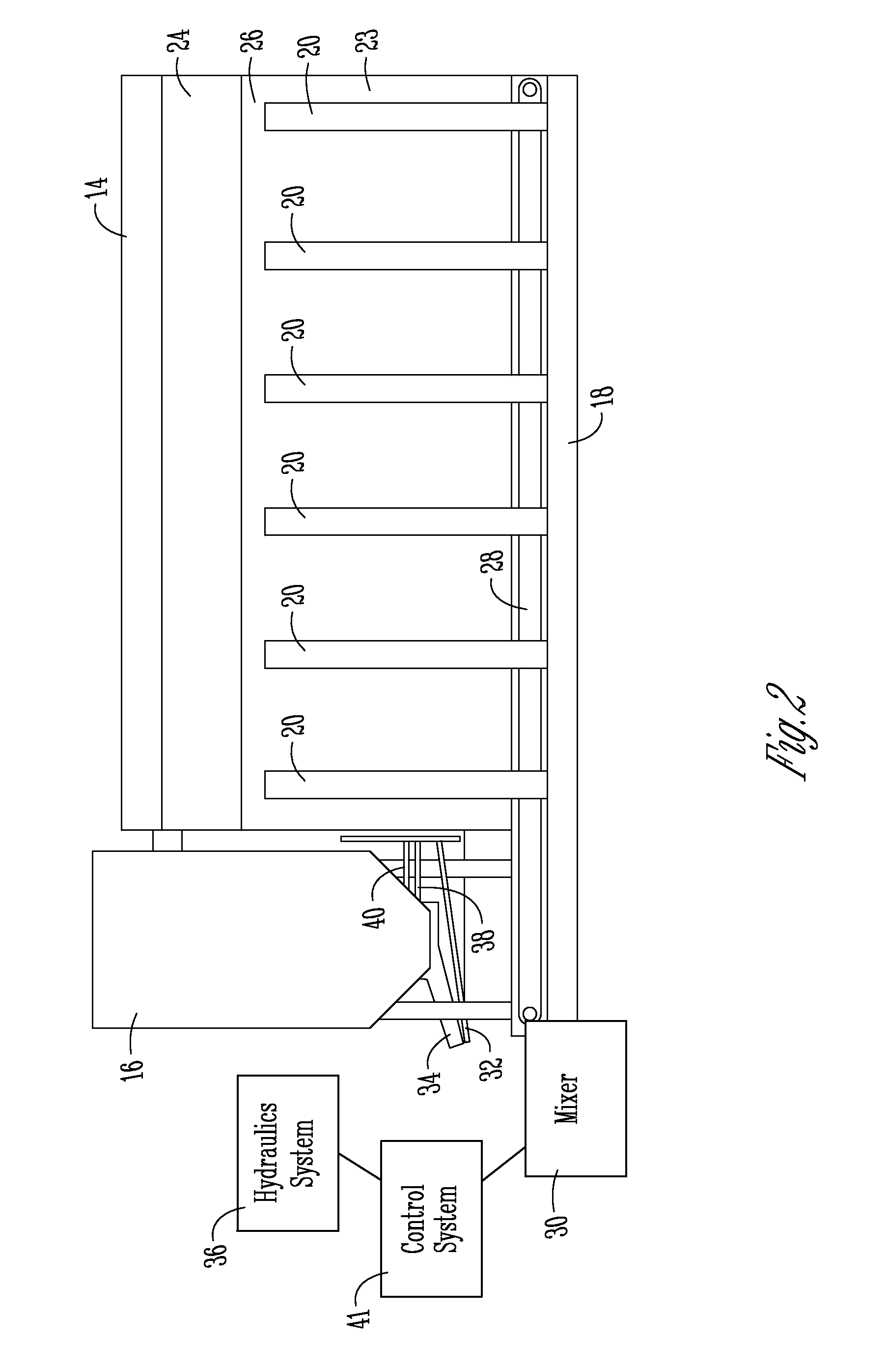 Volumetric mixer with water tank and oil tank inside aggregate bin