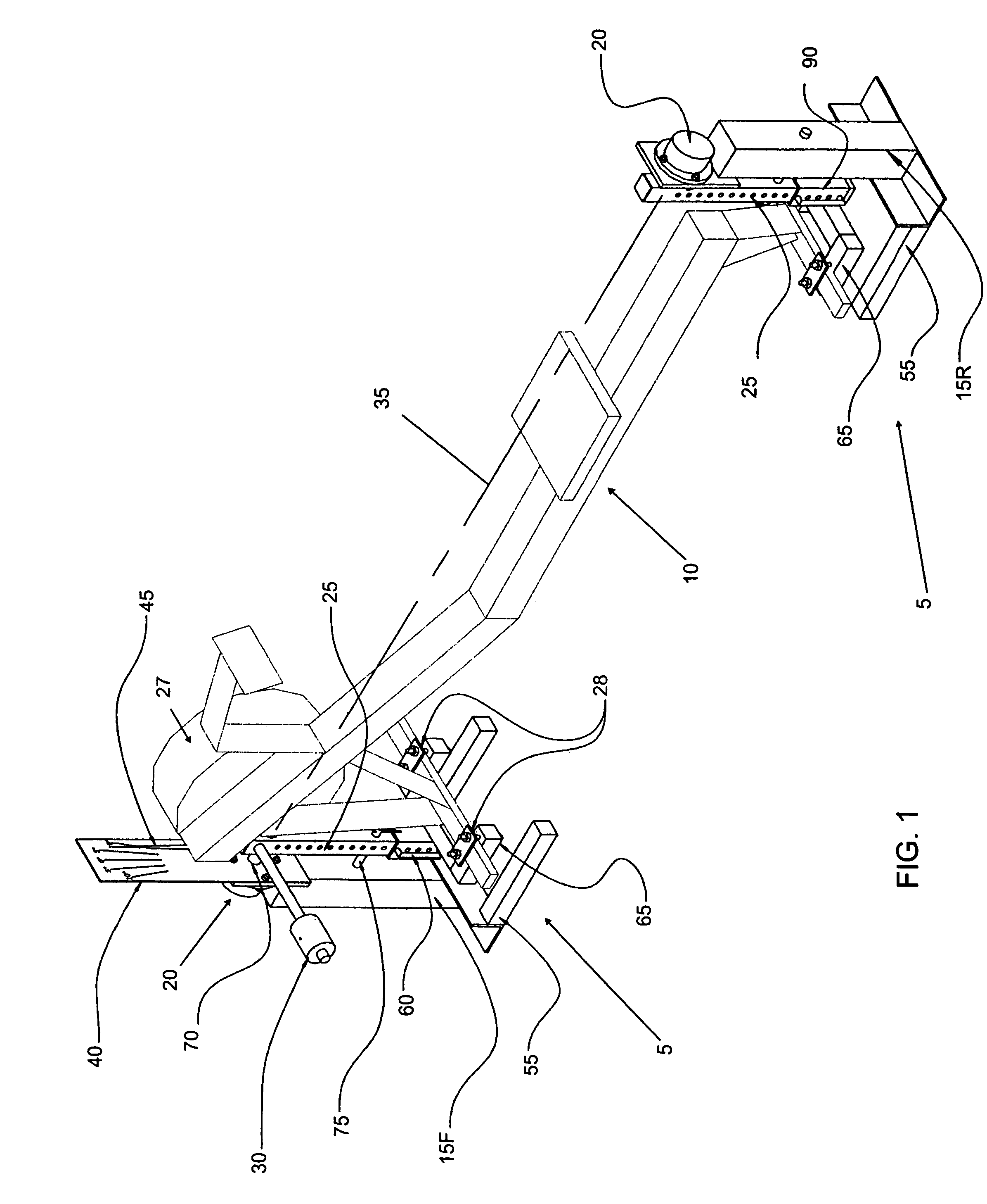 Adjustable lateral instability feature for rowing simulator