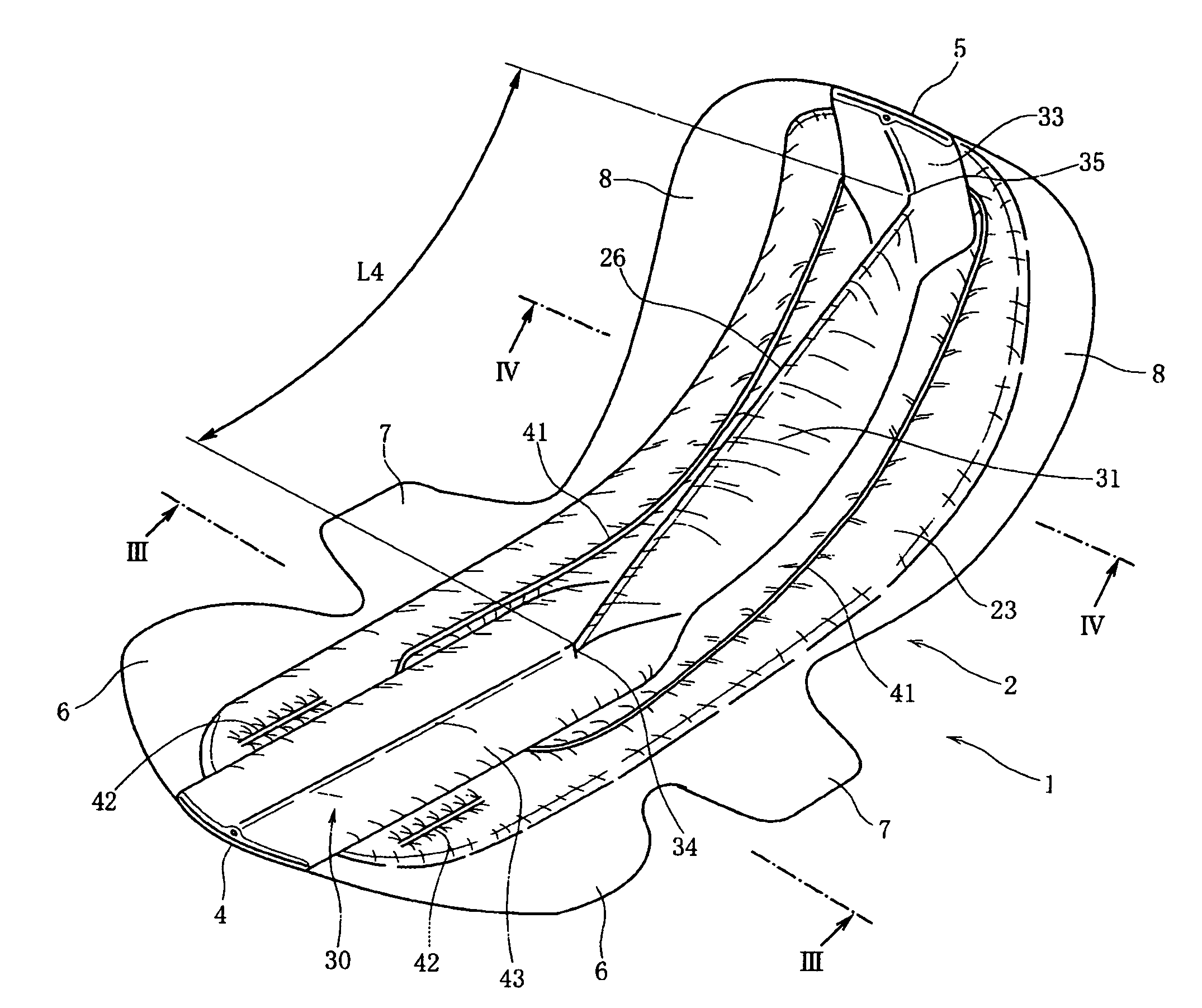 Sanitary napkin having a protuberance and compressed portions