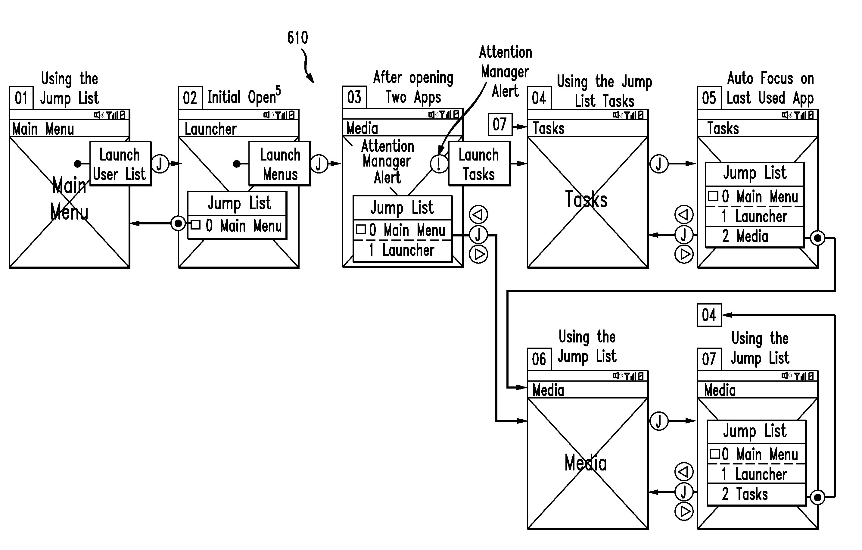 System and method for presenting recently-used and in-use applications for ease of navigation on an electronic device