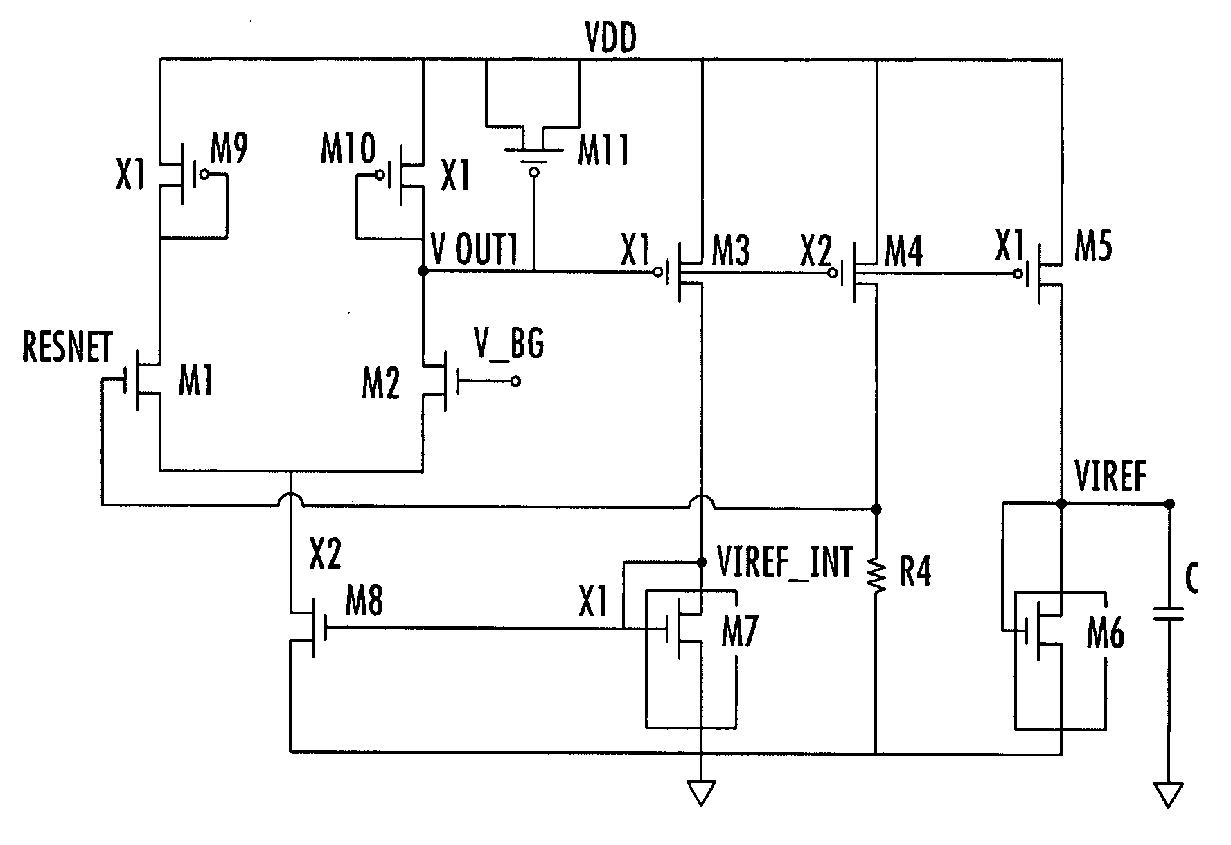 Method for generating a reference current and a related feedback generator