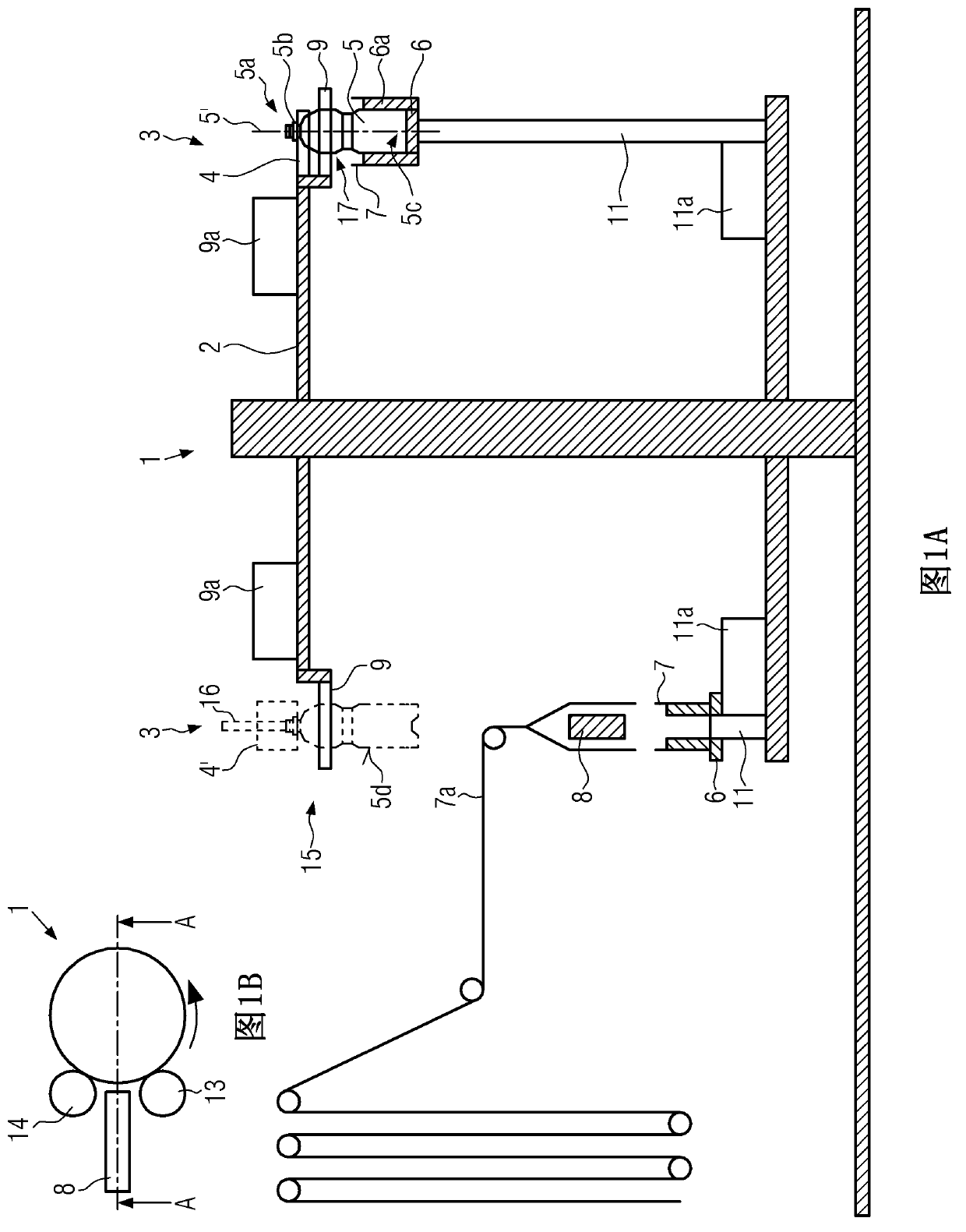 A device and a method for labelling containers through label cases