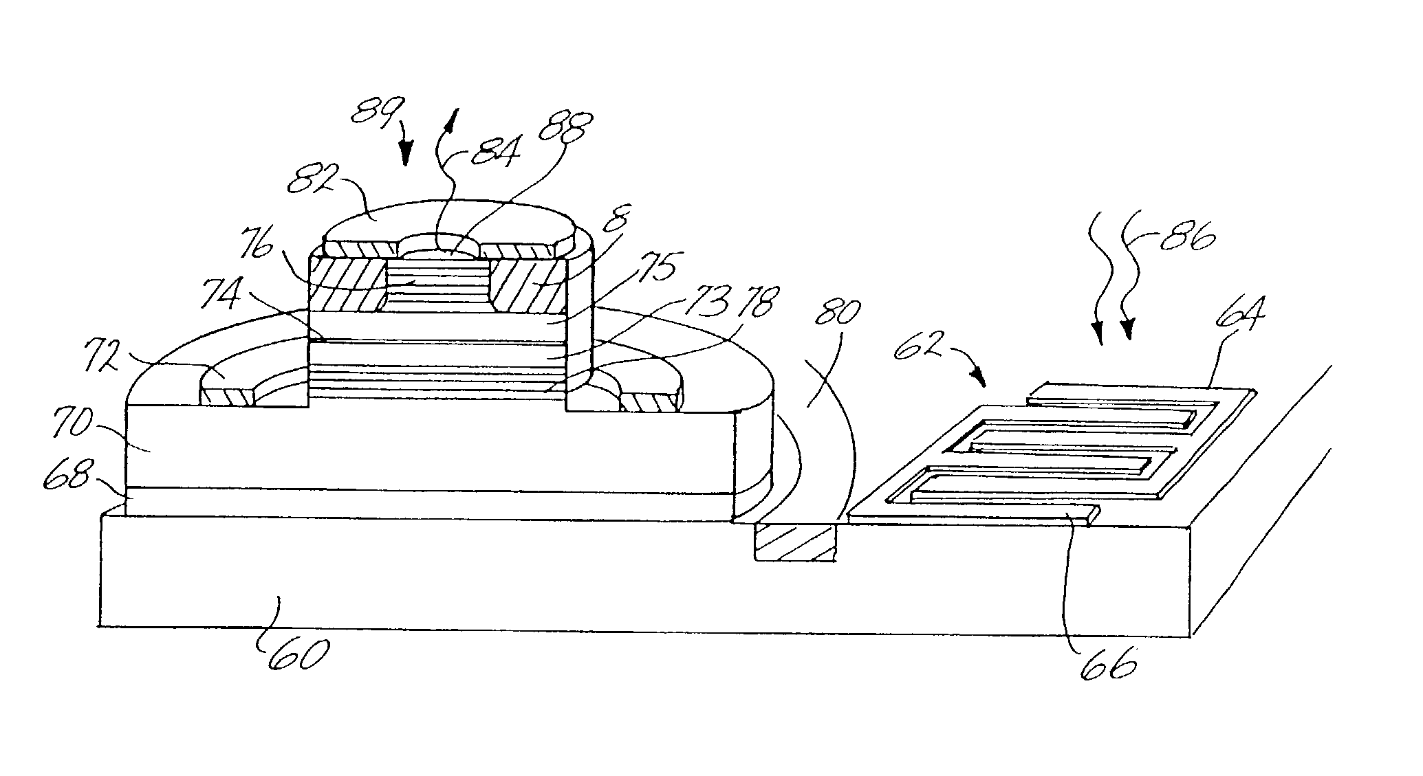 Closely-spaced VCSEL and photodetector for application requiring their independent operation